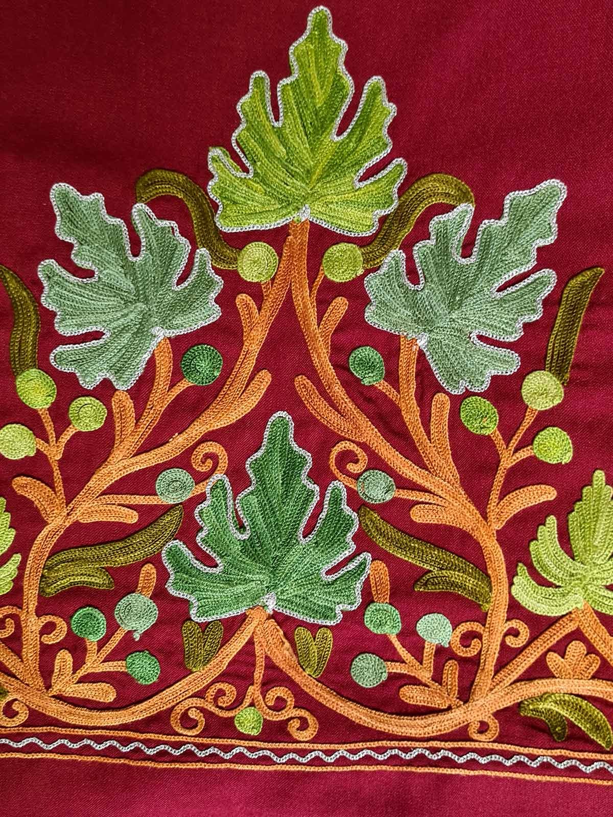 Maroon Aari Embroidered with Zari work Floral Design Summer Suit