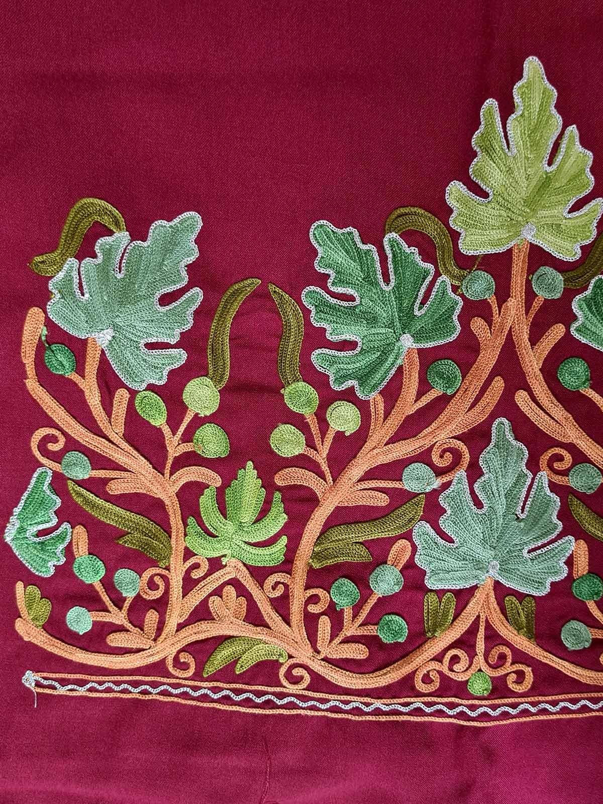 Maroon Aari Embroidered with Zari work Floral Design Summer Suit