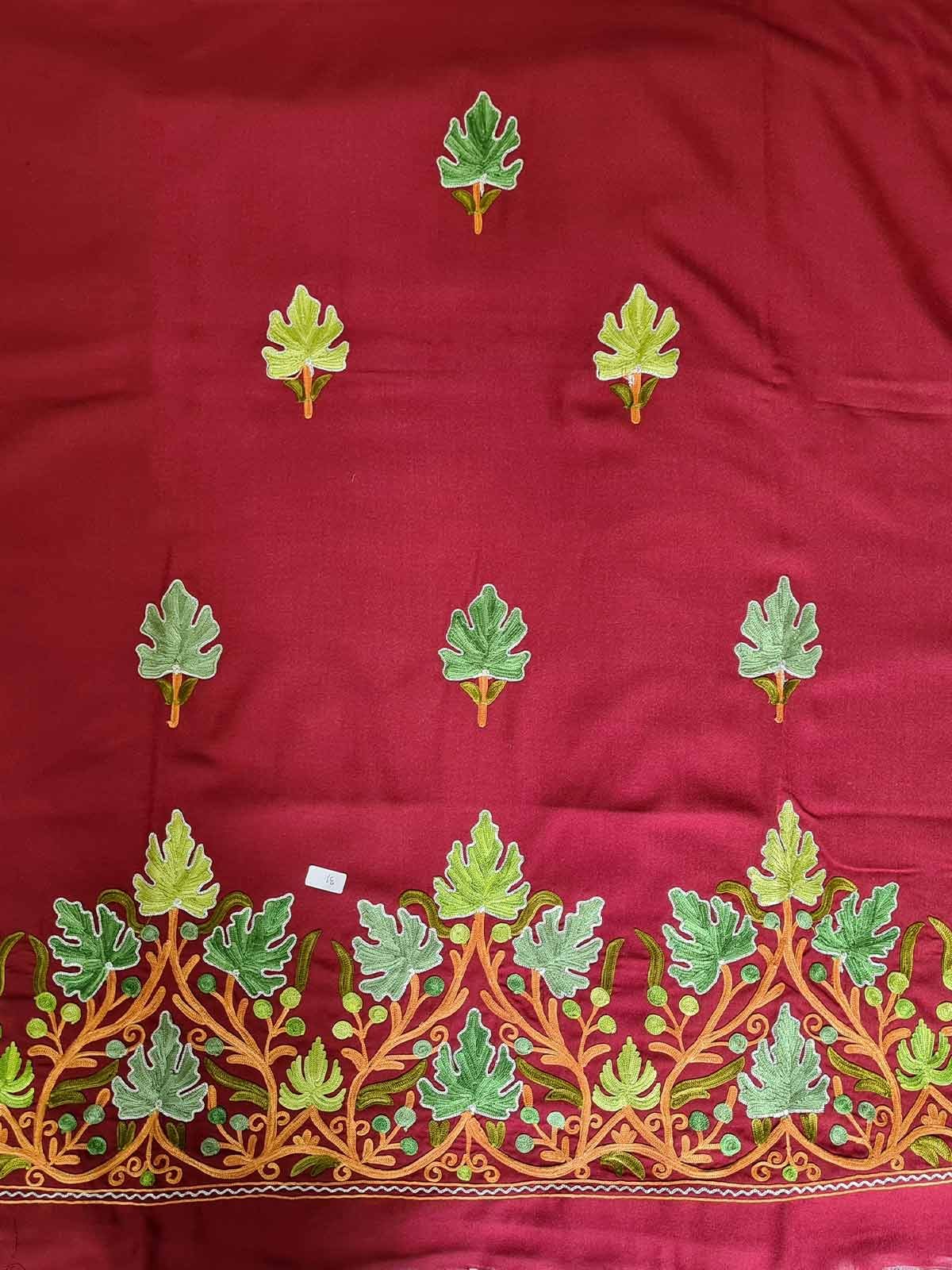 Maroon Aari Embroidered with Zari work Floral Design Summer Suit