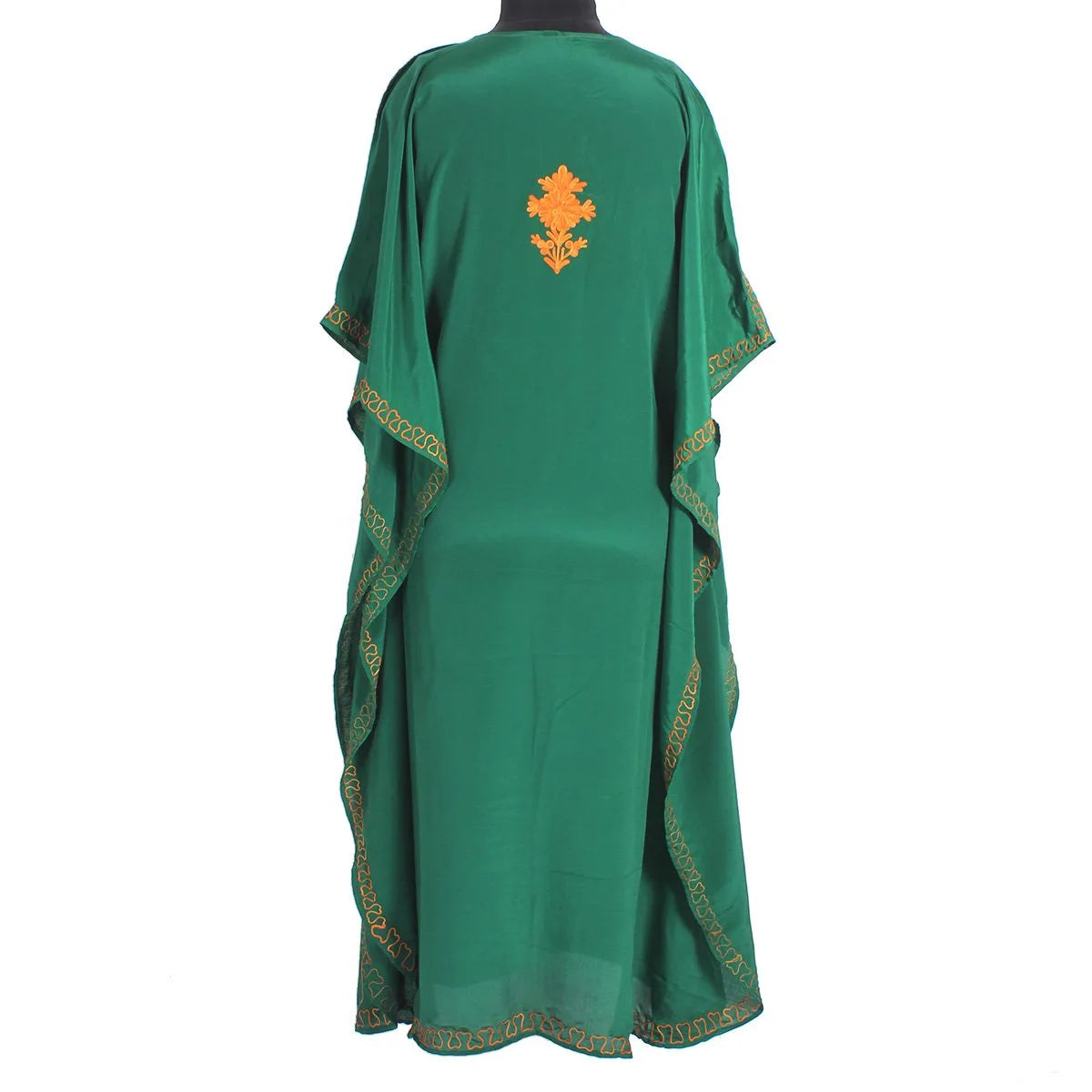 Green Aari Embroidered Silk Kaftan