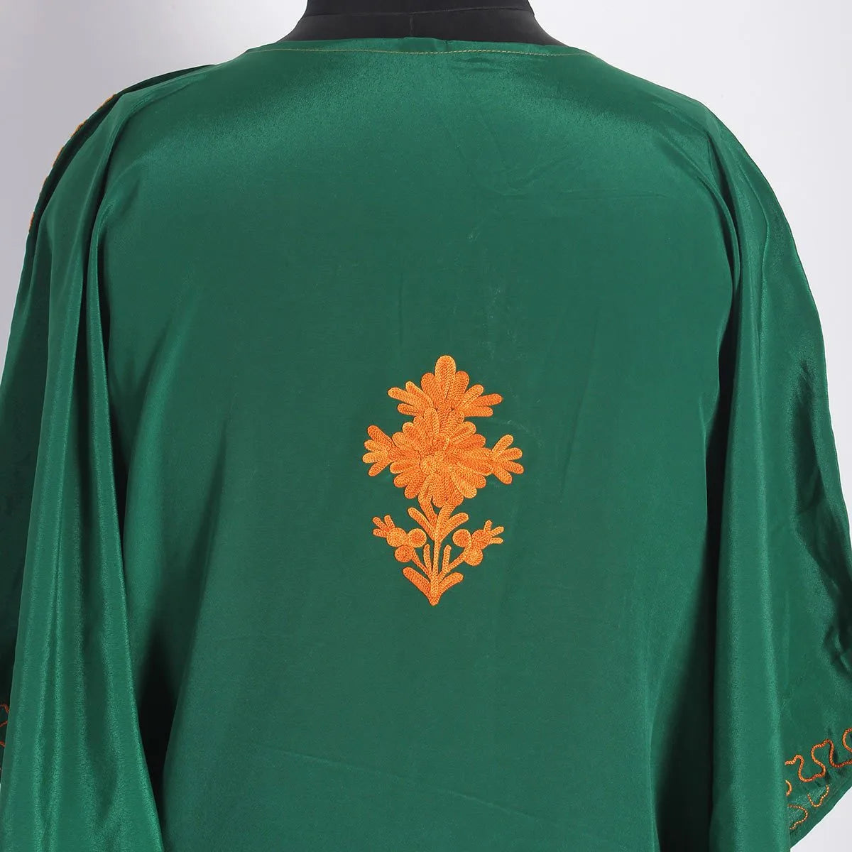 Green Aari Embroidered Silk Kaftan