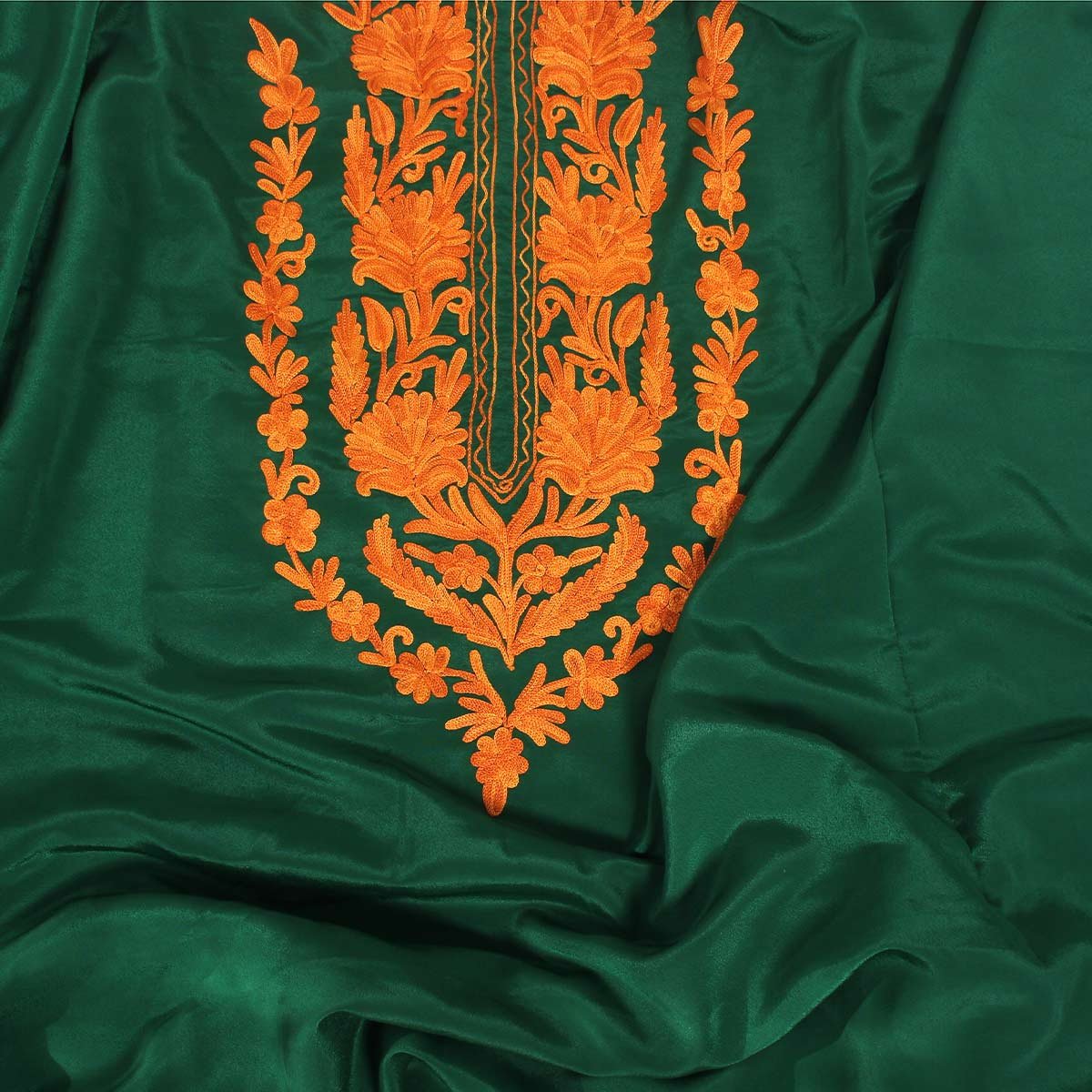 Green Aari Embroidered Silk Kaftan