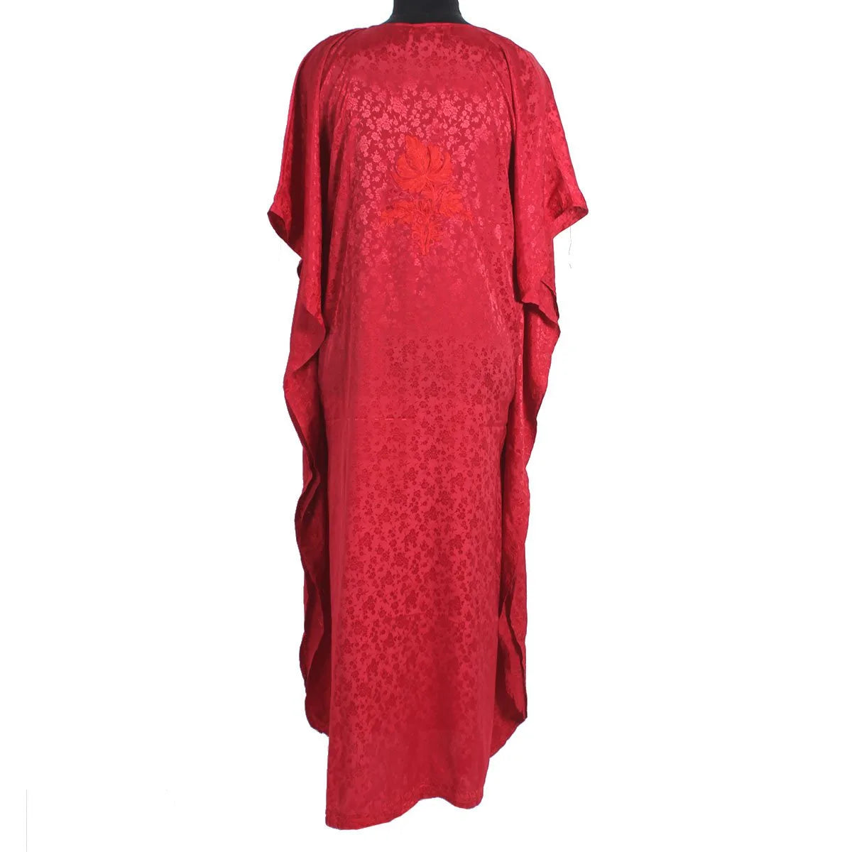 Red Aari Embroidered Silk Kaftan