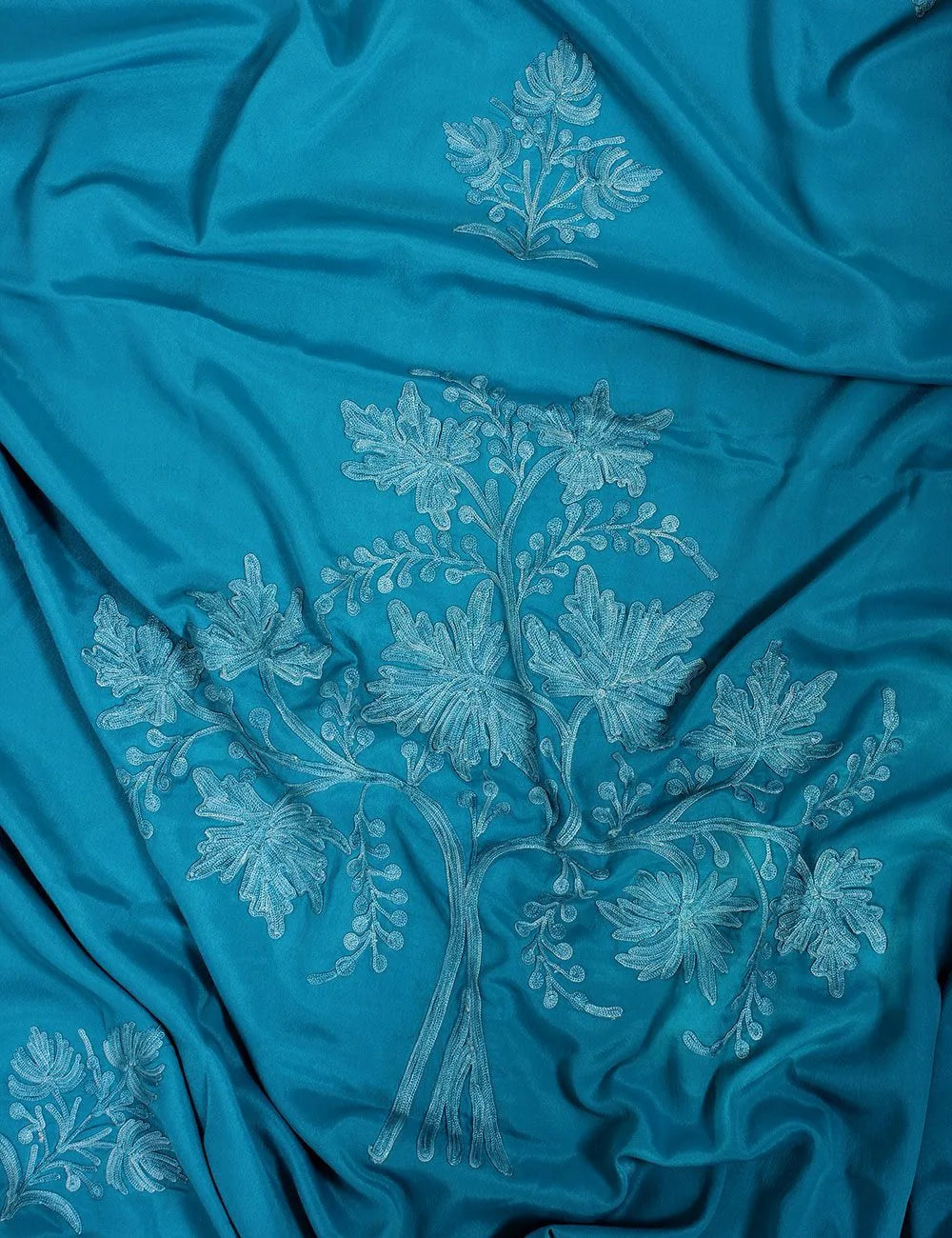 Light Blue Embroidered Silk Kaftan