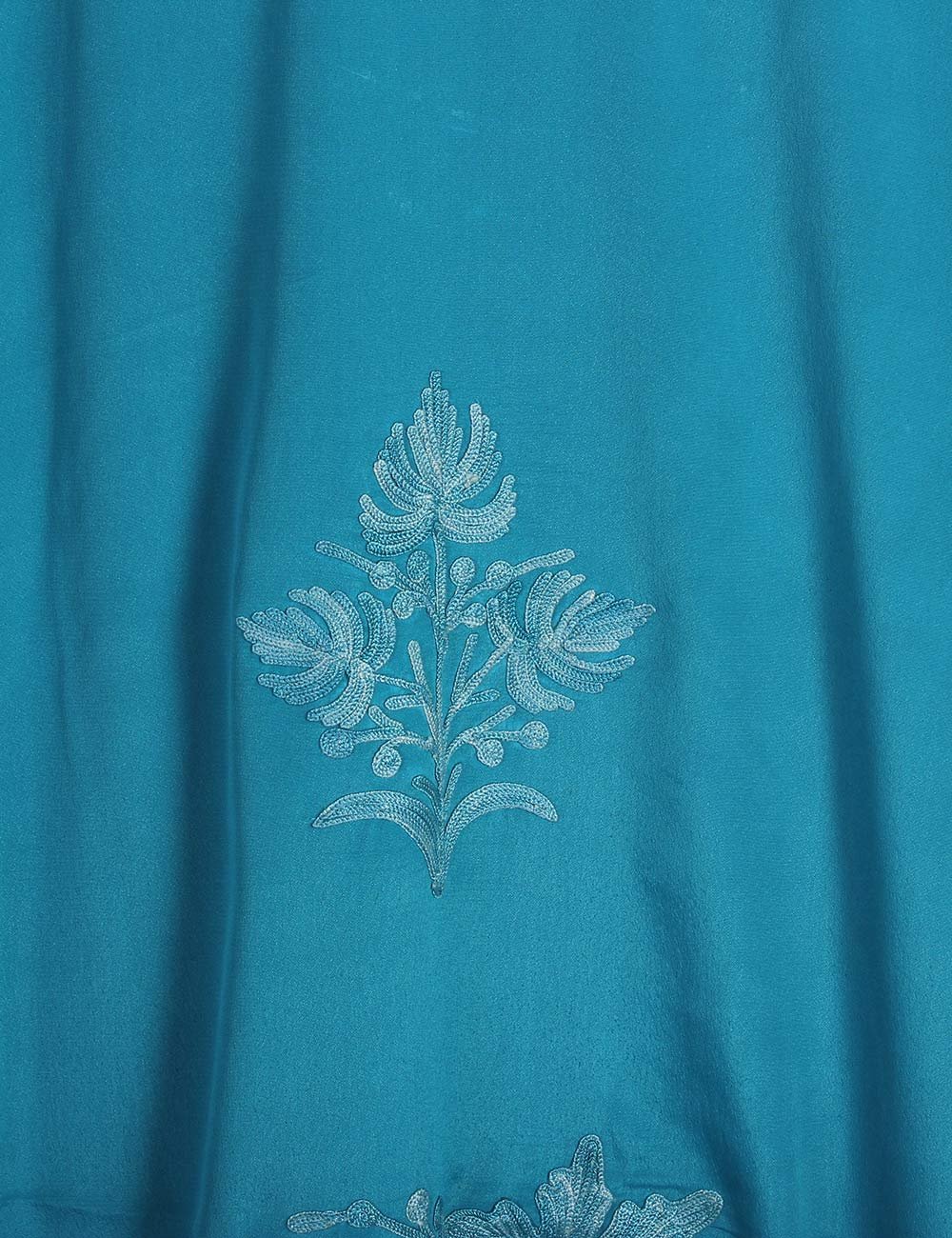 Light Blue Embroidered Silk Kaftan