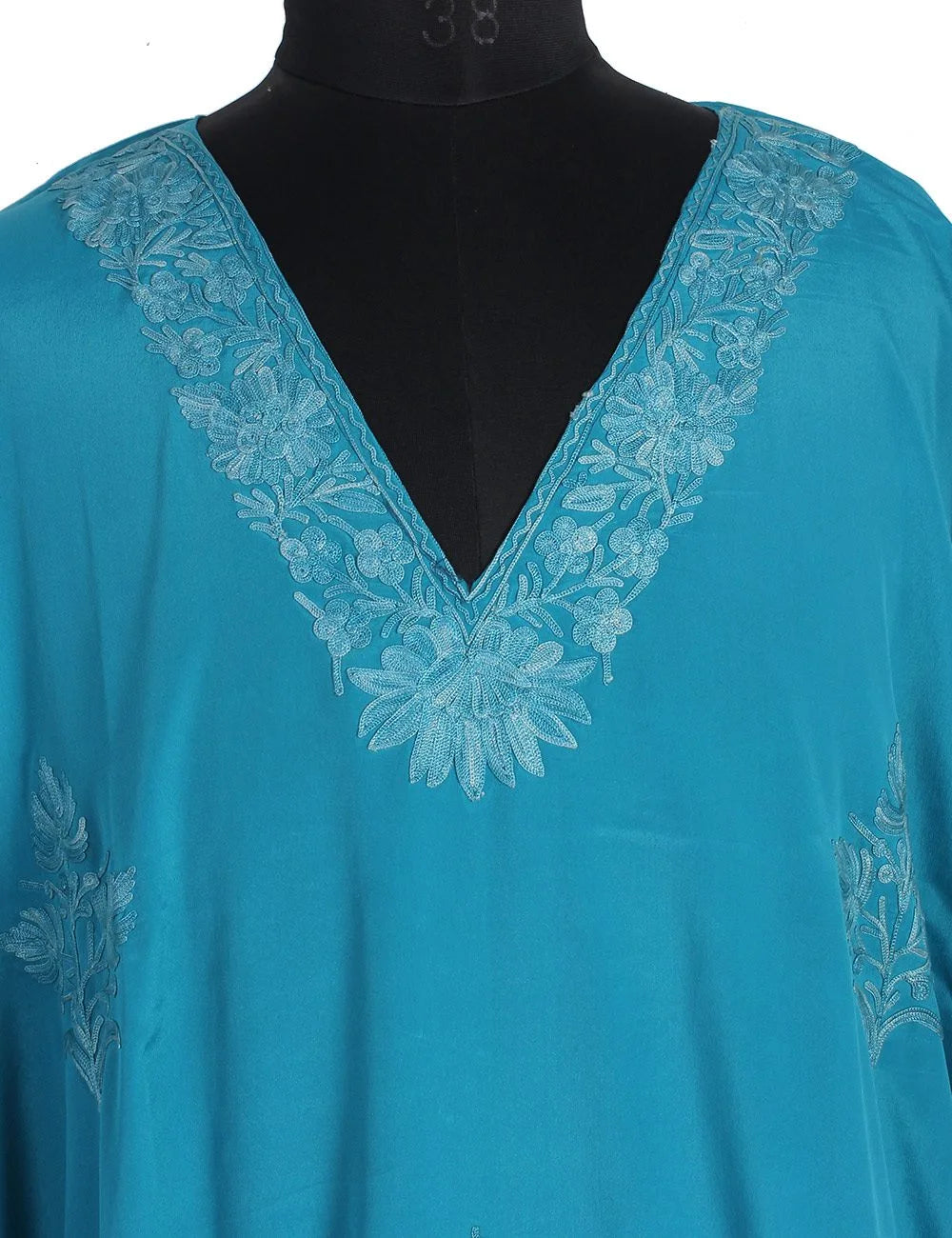 Light Blue Embroidered Silk Kaftan