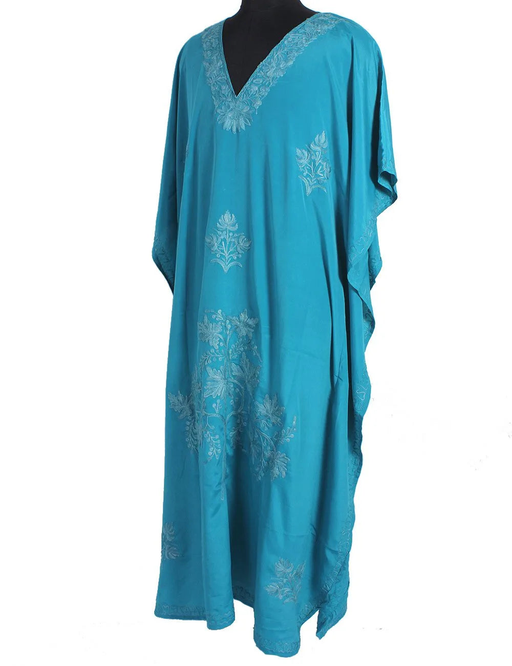 Light Blue Embroidered Silk Kaftan