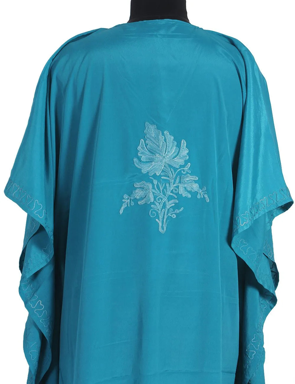 Light Blue Embroidered Silk Kaftan