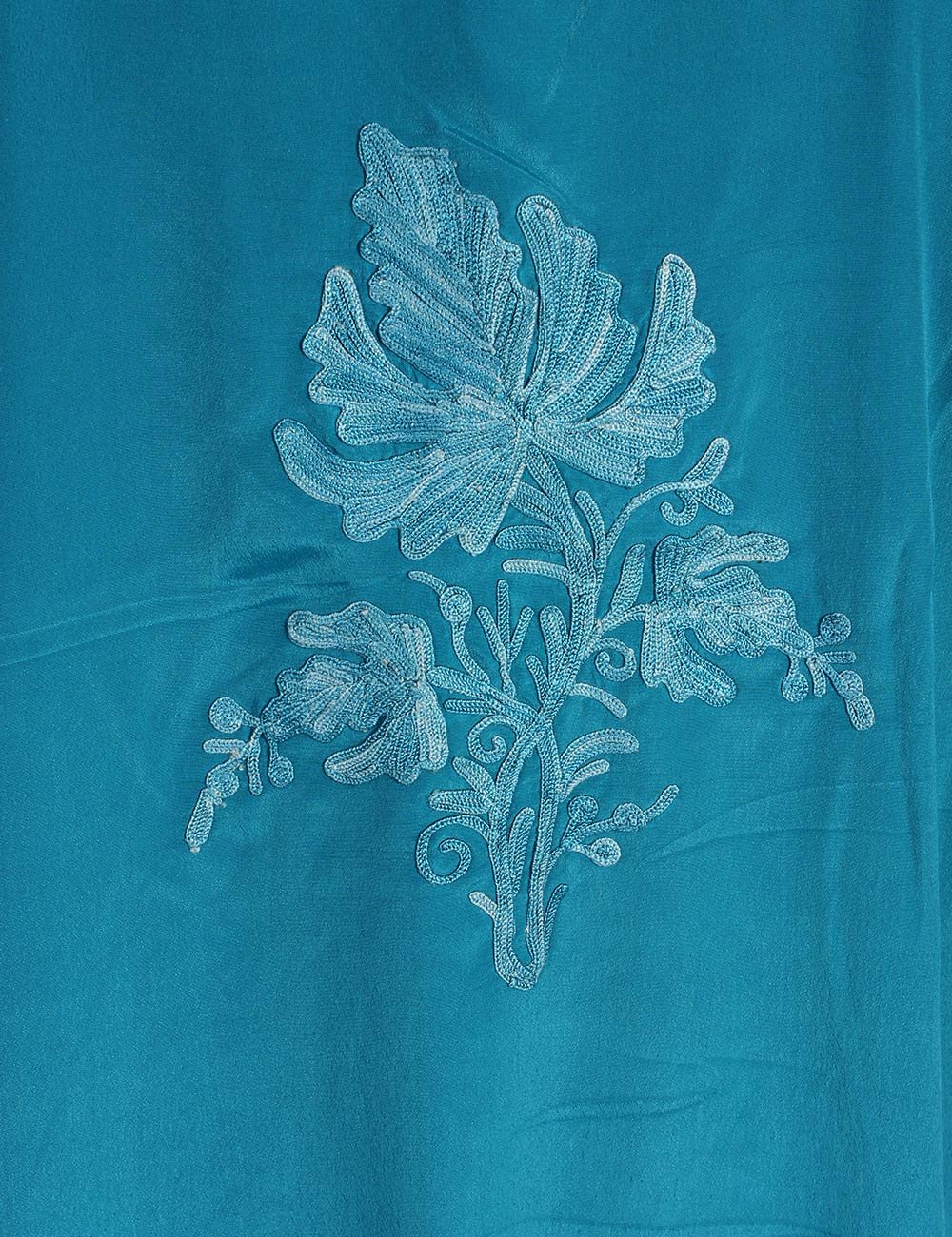 Light Blue Embroidered Silk Kaftan