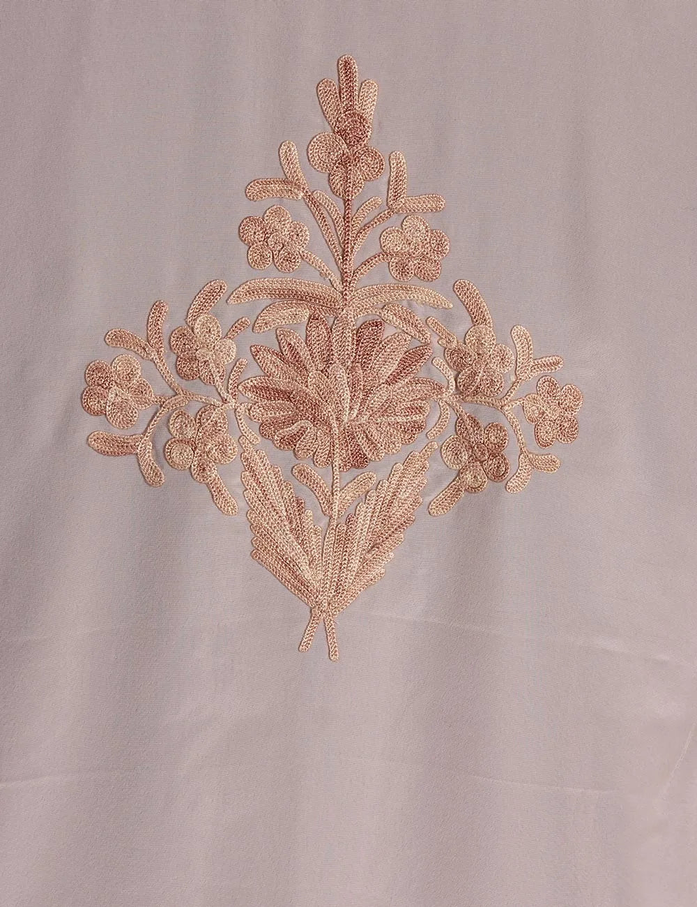 Peach Aari Embroidered Silk Kaftan