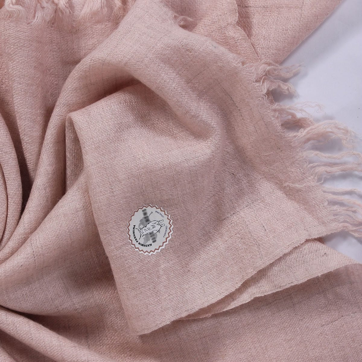 GI CERTIFIED LIGHT ROSE PINK SOLID CASHMERE PASHMINA SHAWL