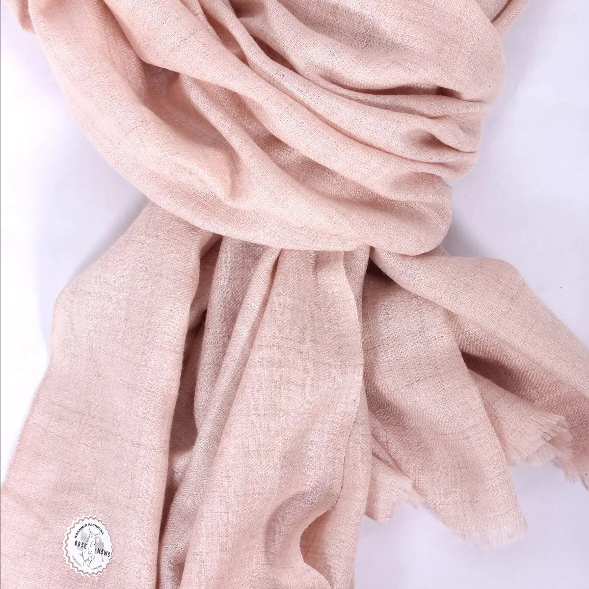 GI CERTIFIED LIGHT ROSE PINK SOLID CASHMERE PASHMINA SHAWL