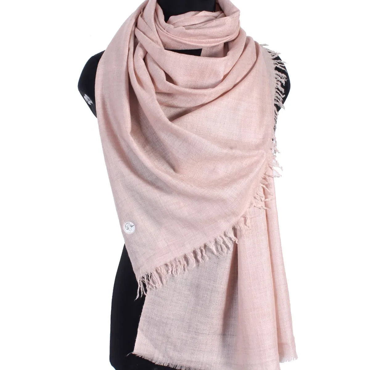 GI CERTIFIED LIGHT ROSE PINK SOLID CASHMERE PASHMINA SHAWL