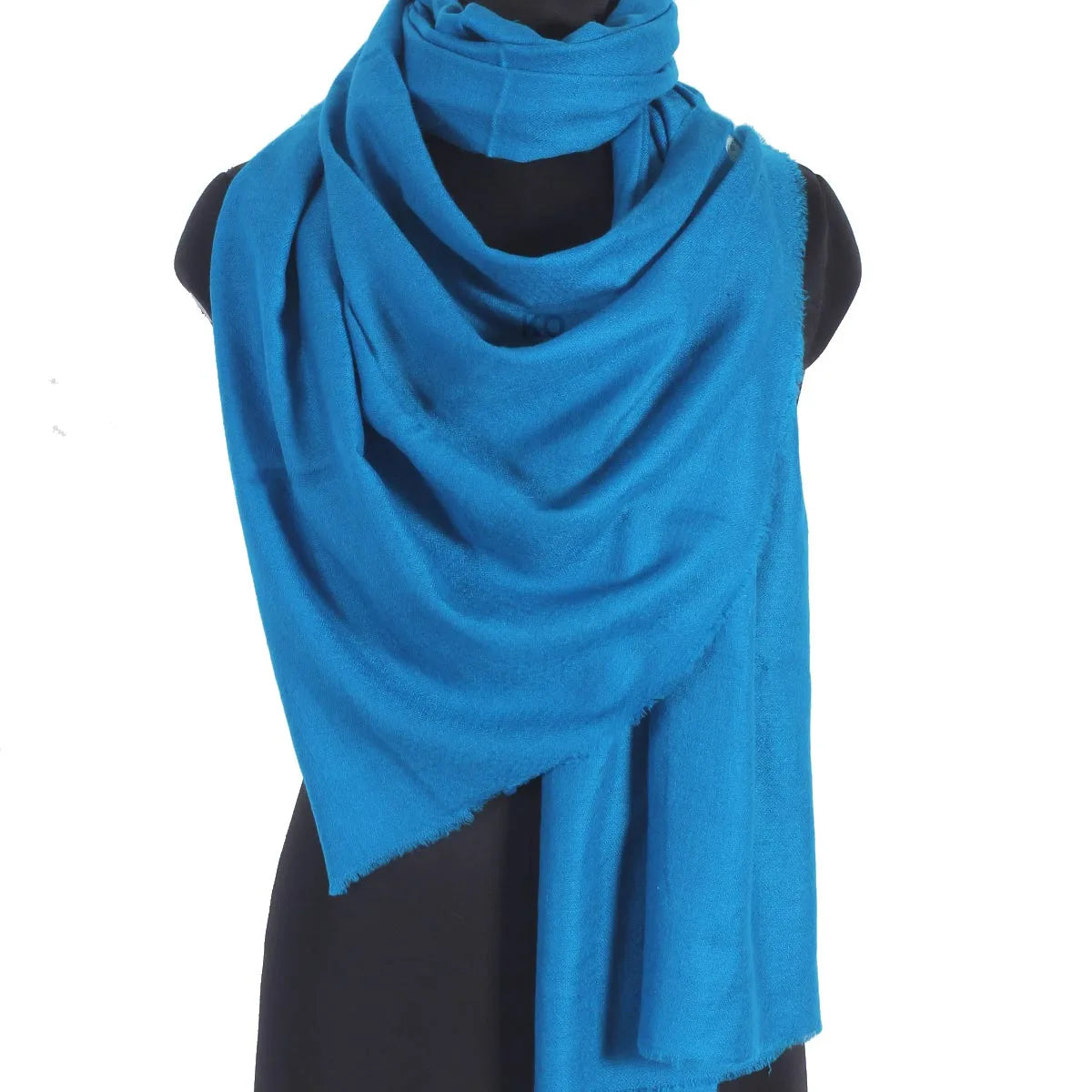 GI CERTIFIED LIGHT BLUE SOLID CASHMERE PASHMINA STOLE