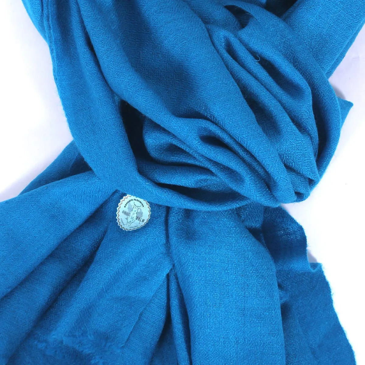 GI CERTIFIED LIGHT BLUE SOLID CASHMERE PASHMINA STOLE