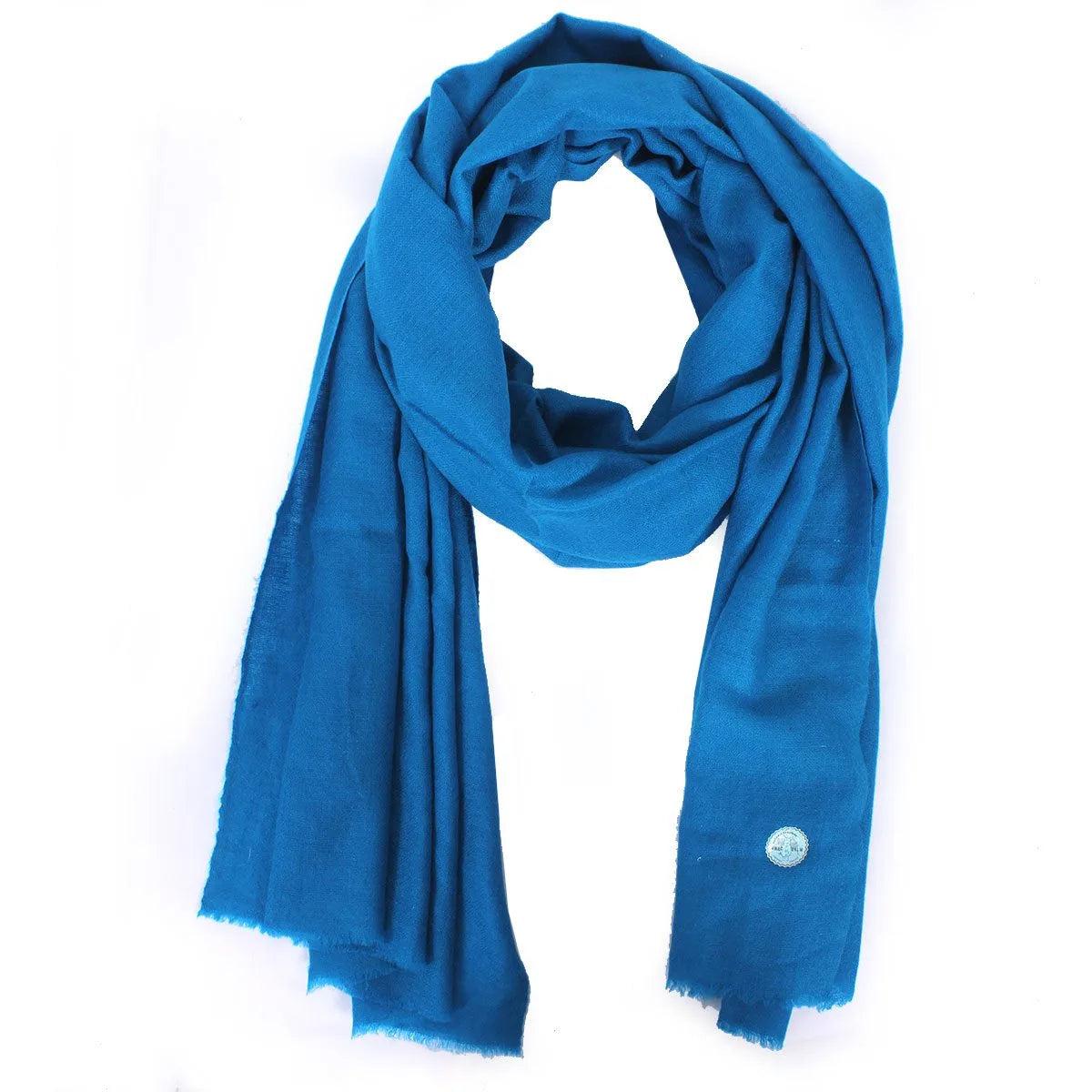 GI CERTIFIED LIGHT BLUE SOLID CASHMERE PASHMINA STOLE