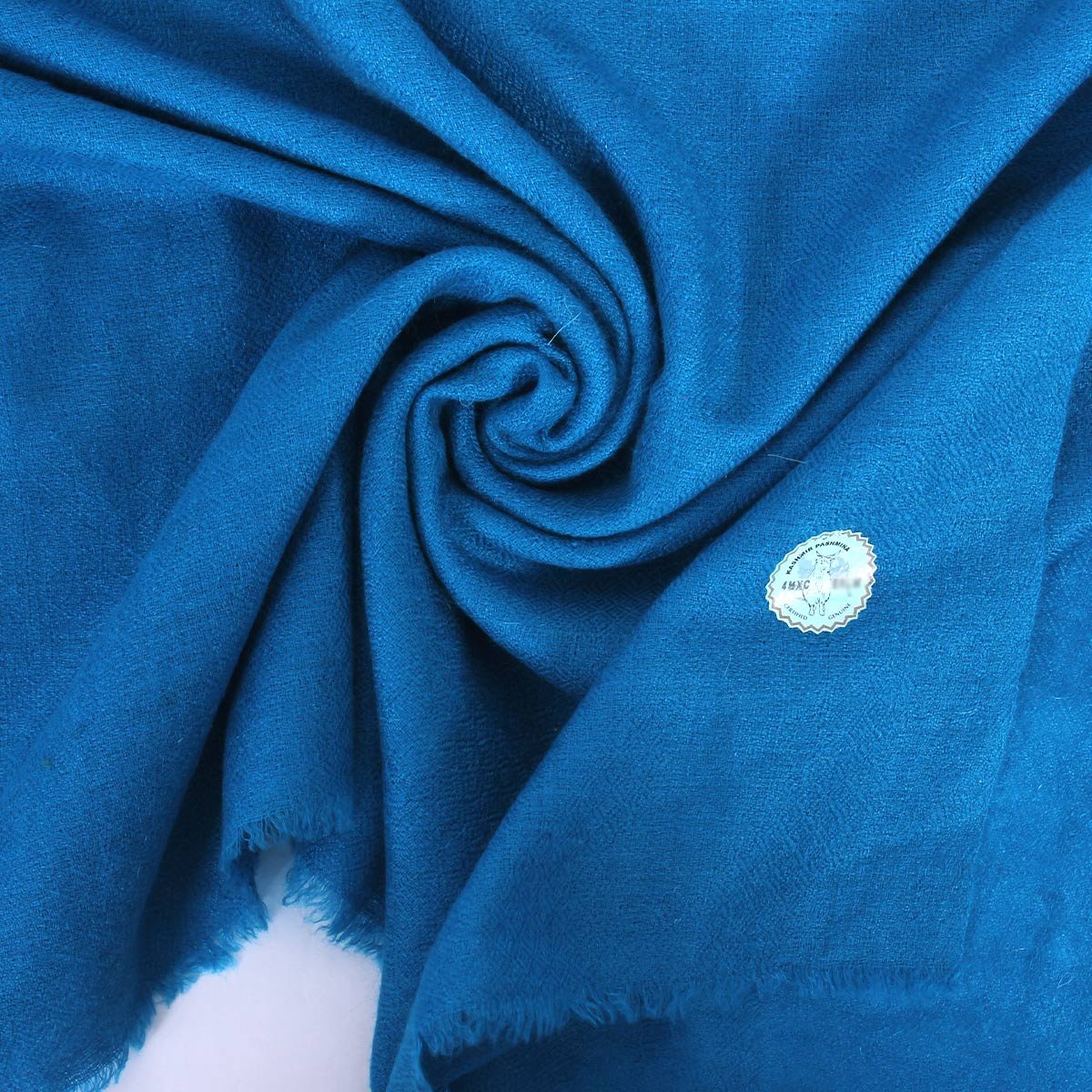 GI CERTIFIED LIGHT BLUE SOLID CASHMERE PASHMINA STOLE