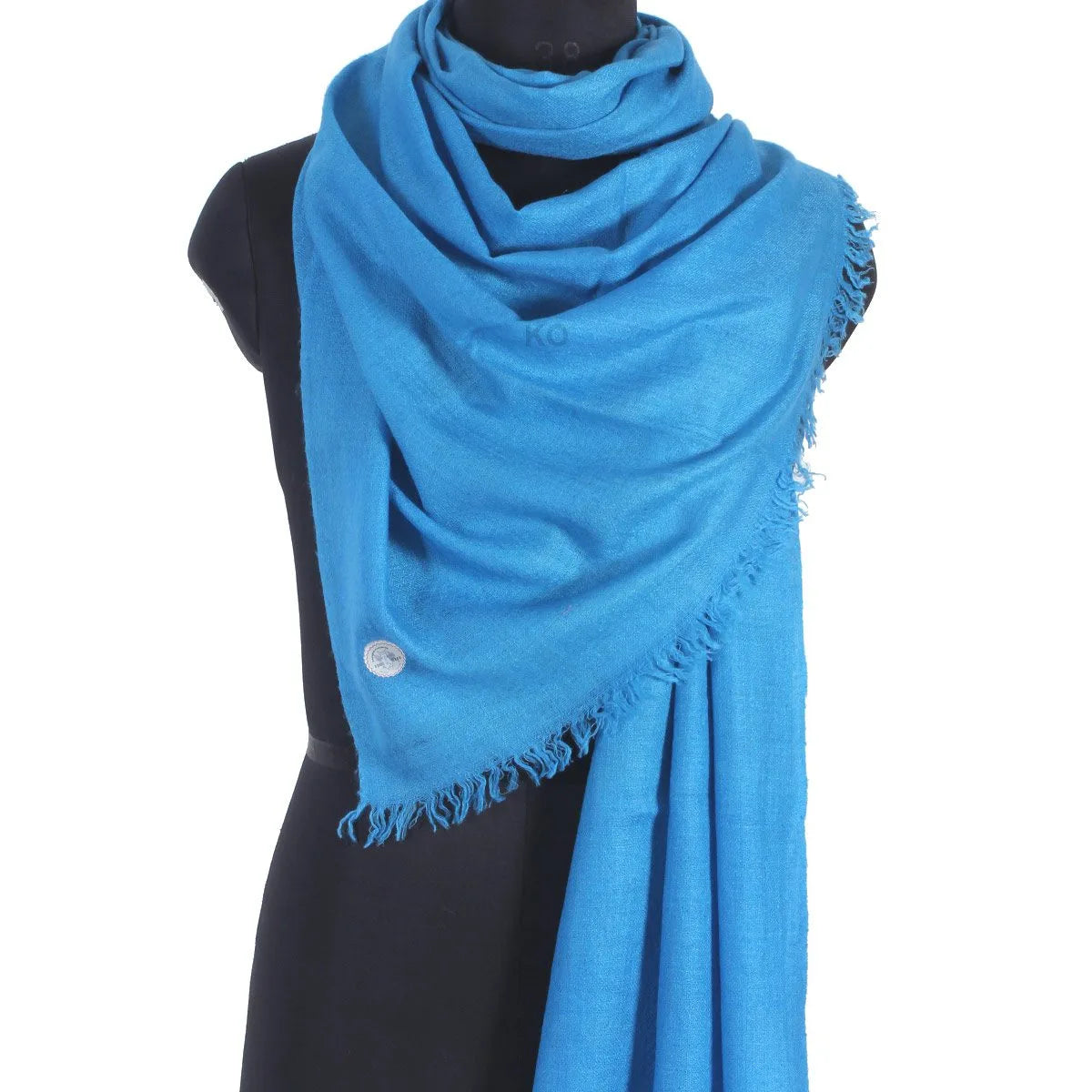 GI CERTIFIED BLUE SOLID CASHMERE PASHMINA SHAWL