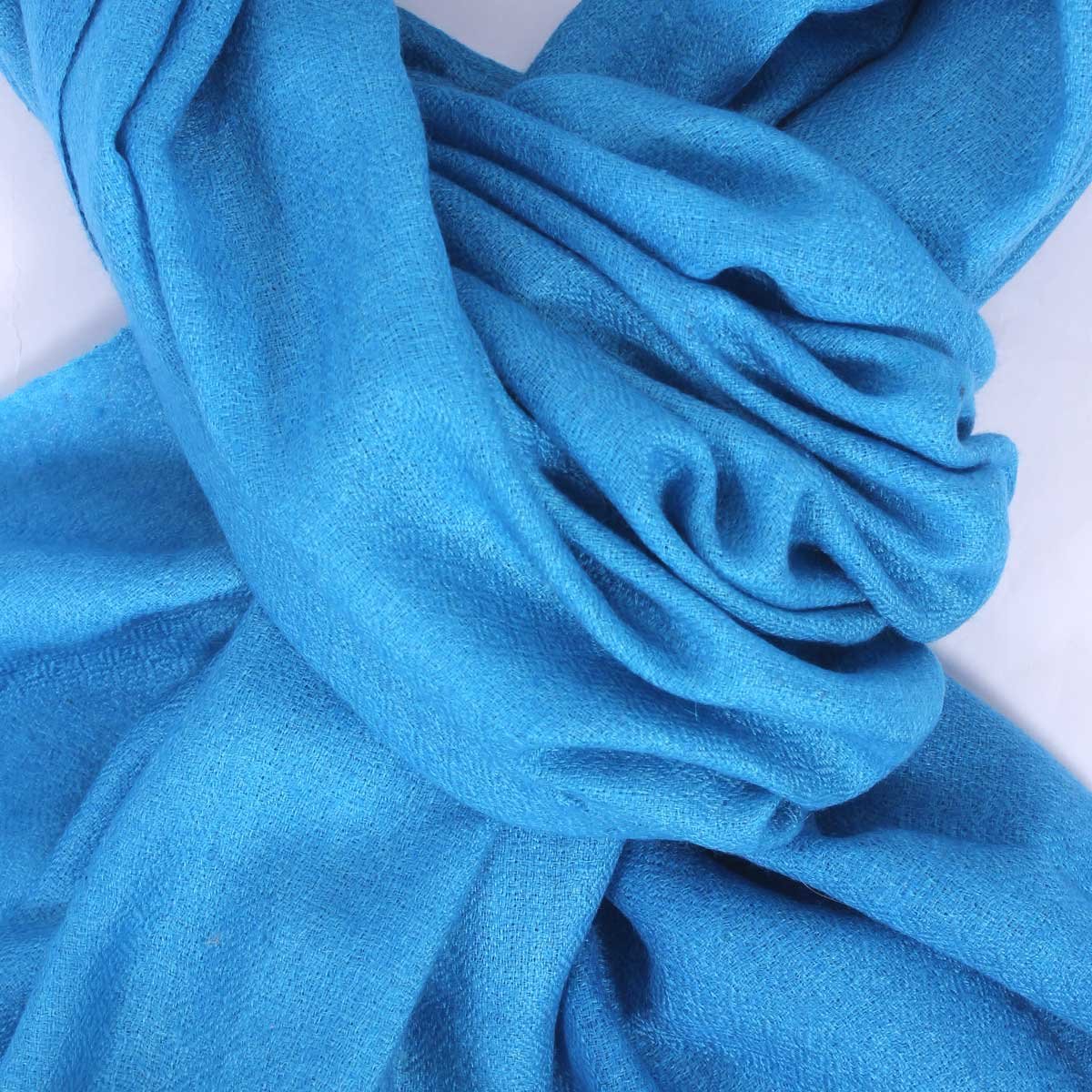 GI CERTIFIED BLUE SOLID CASHMERE PASHMINA STOLE