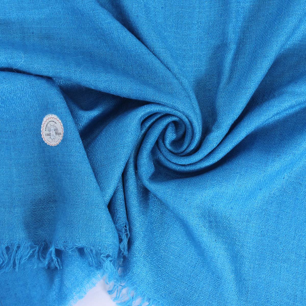 GI CERTIFIED BLUE SOLID CASHMERE PASHMINA STOLE