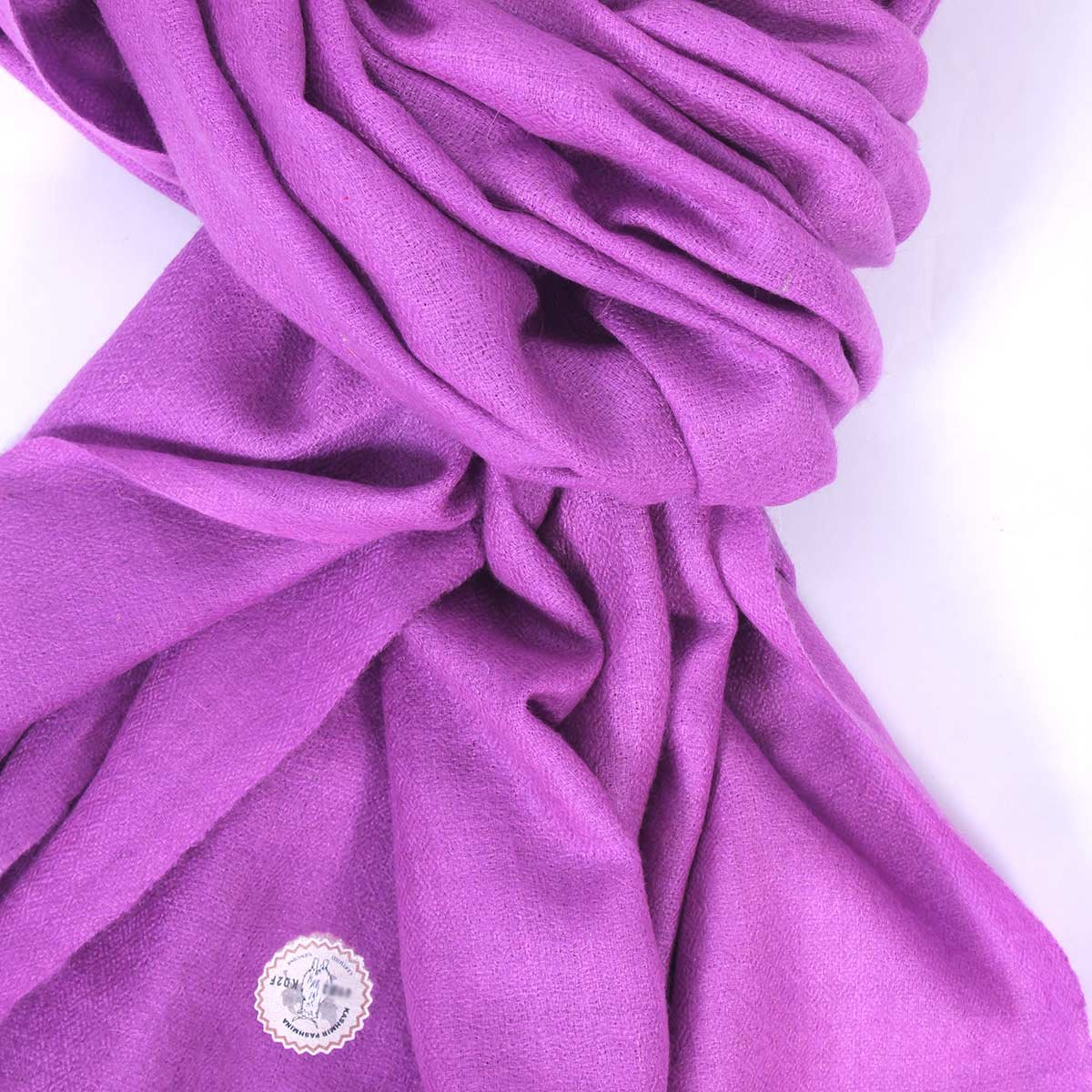 GI CERTIFIED VIOLET SOLID CASHMERE PASHMINA STOLE