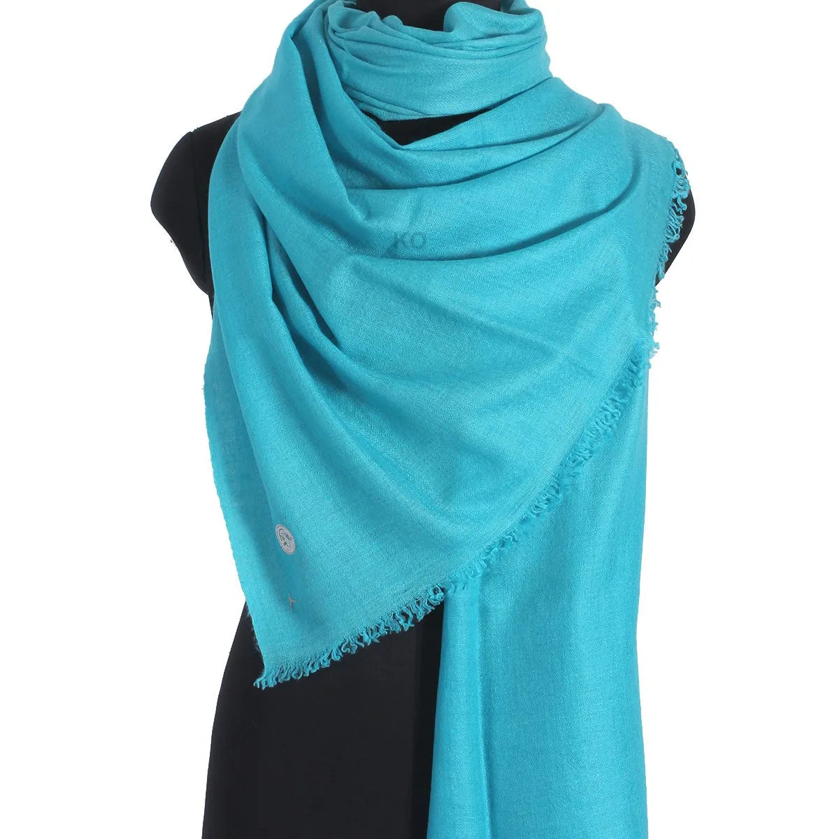 GI CERTIFIED SEAFOAM SOLID CASHMERE PASHMINA STOLE