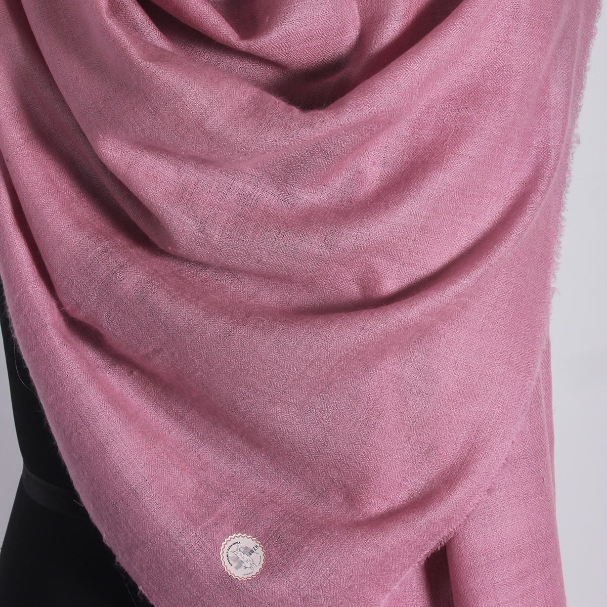 GI CERTIFIED ROSE PINK SOLID CASHMERE PASHMINA SHAWL