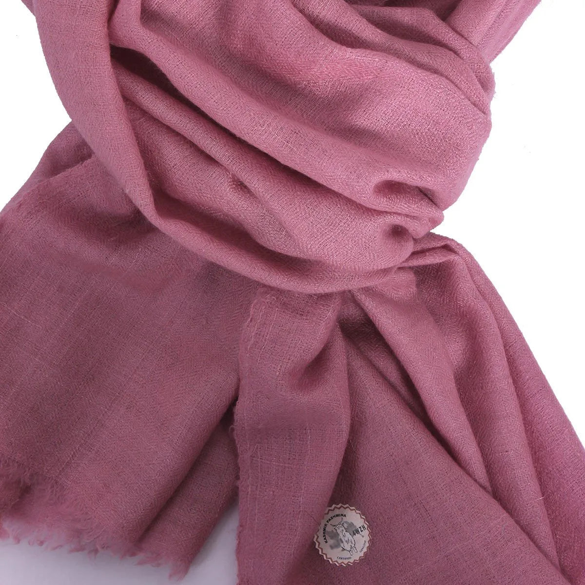 GI CERTIFIED ROSE PINK SOLID CASHMERE PASHMINA STOLE