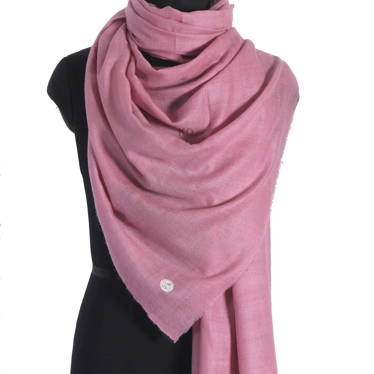 GI CERTIFIED ROSE PINK SOLID CASHMERE PASHMINA STOLE