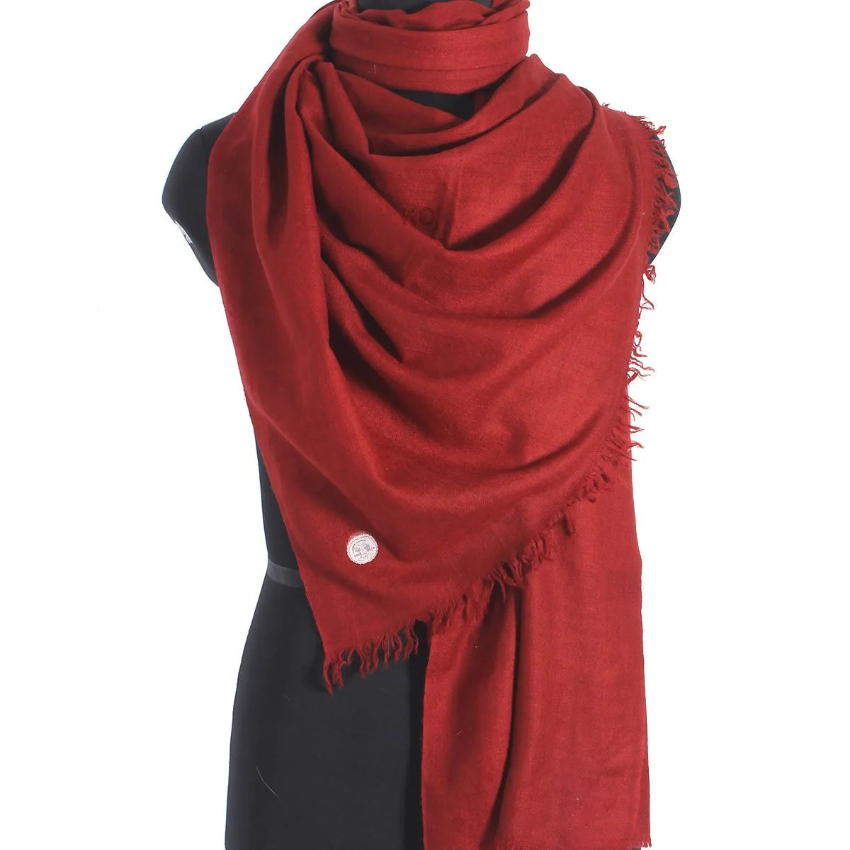 GI BERRY MAROON SOLID PASHMINA SHAWL