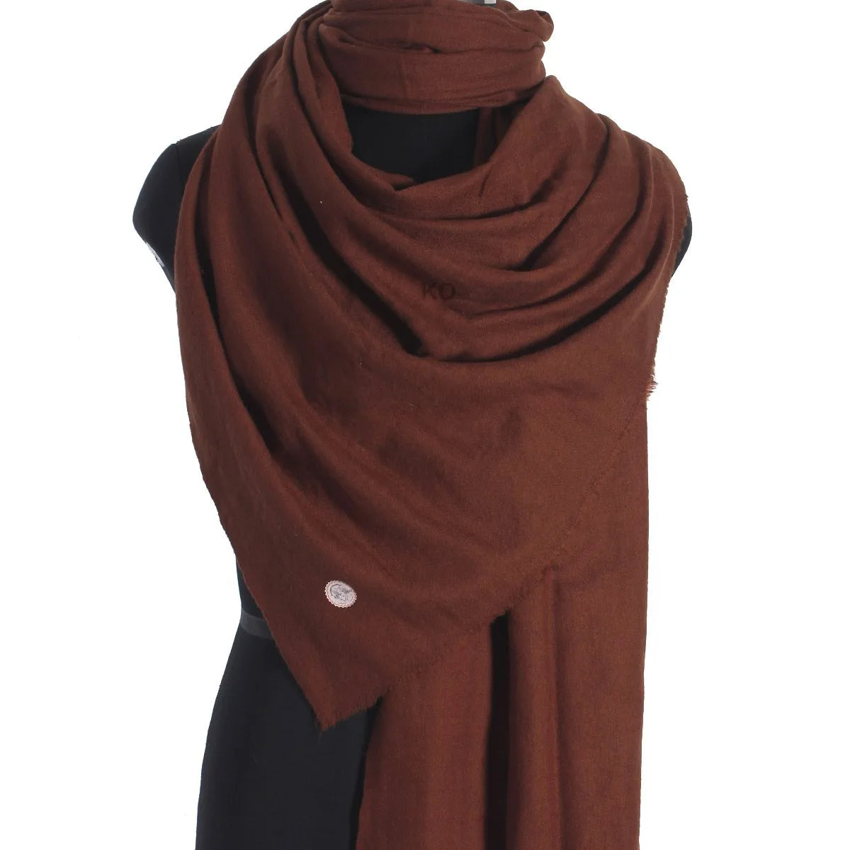 GI CERTIFIED  BROWN SOLID CASHMERE PASHMINA STOLE