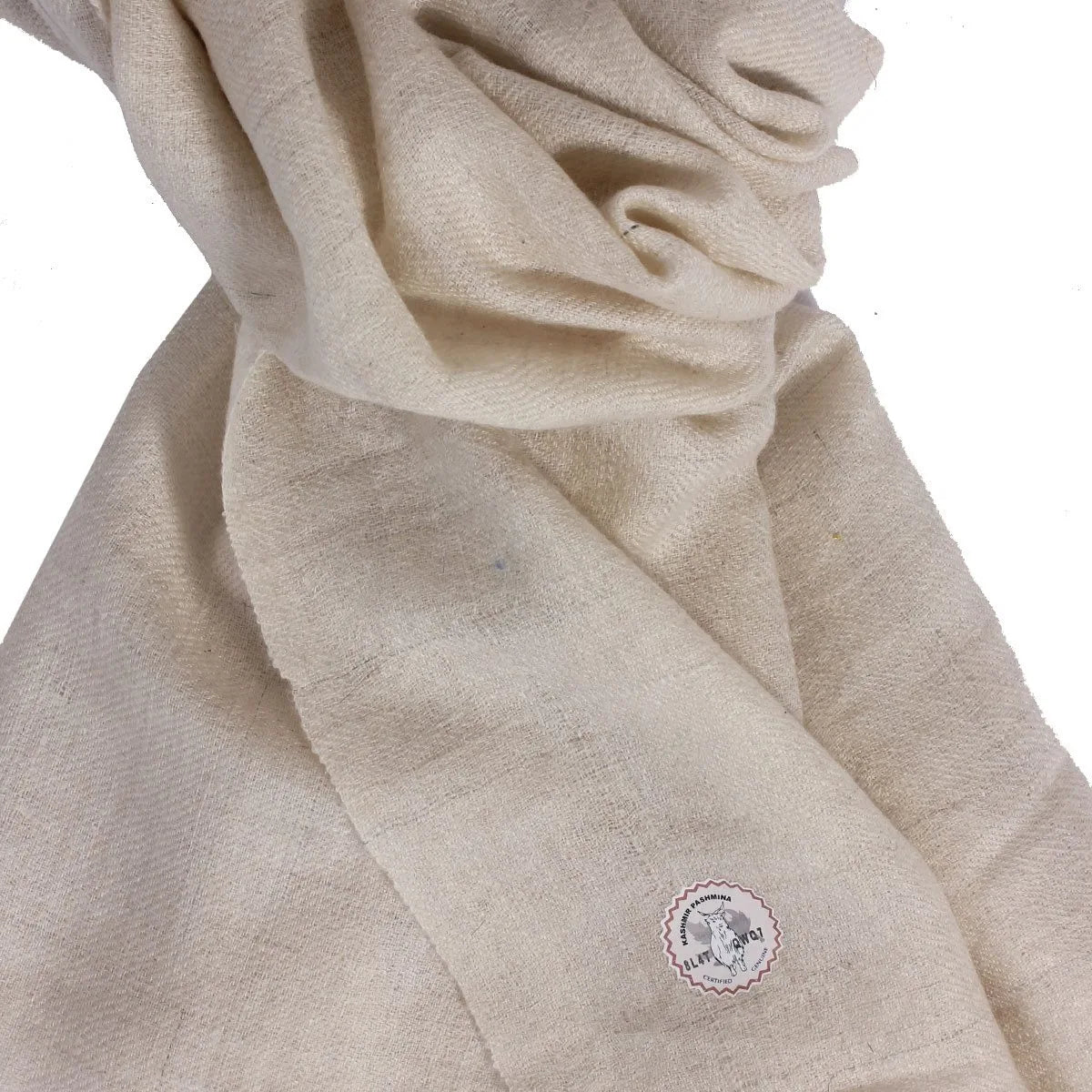 GI CERTIFIED PURE WHITE CASHMERE PASHMINA STOLE