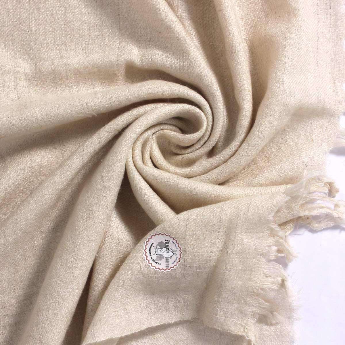 GI CERTIFIED PURE WHITE CASHMERE PASHMINA SHAWL