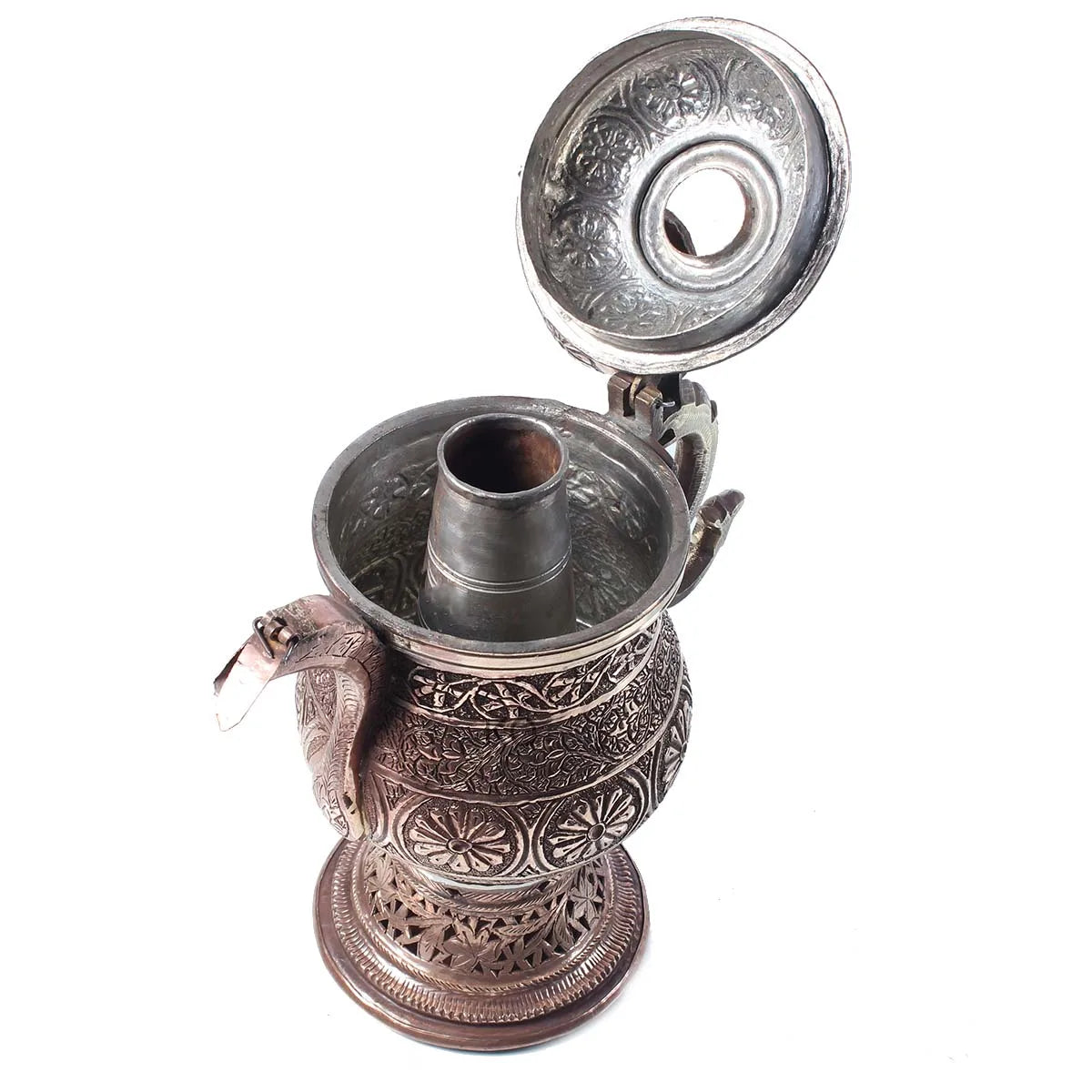 Small Copper Samavar With Tomb Floral Design 8-9 Cups