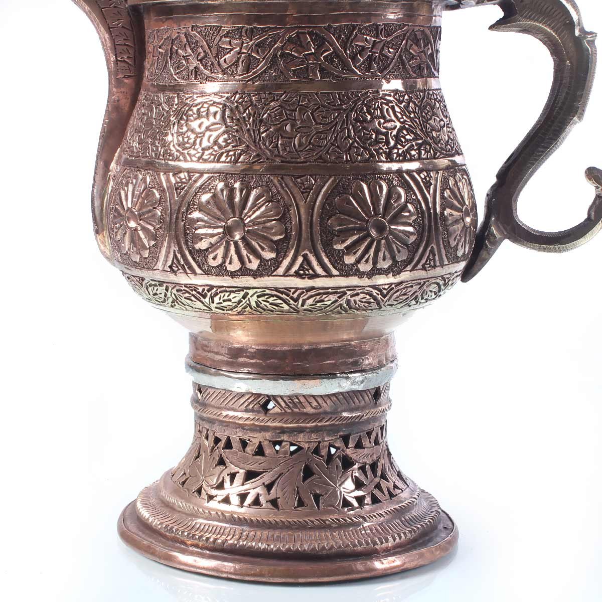 Small Copper Samavar With Tomb Floral Design 8-9 Cups