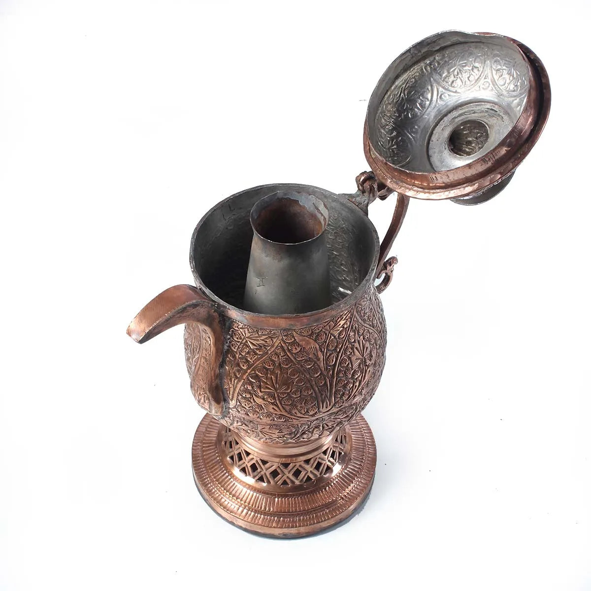 Small Copper Samavar With Tomb Chinar Design 4-6 cups