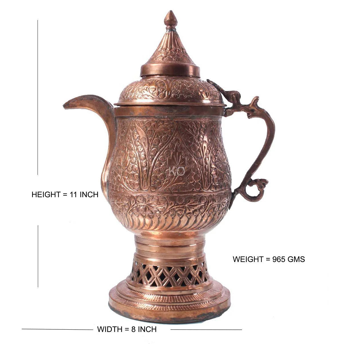 Small Copper Samavar With Tomb Chinar Design 4-6 cups