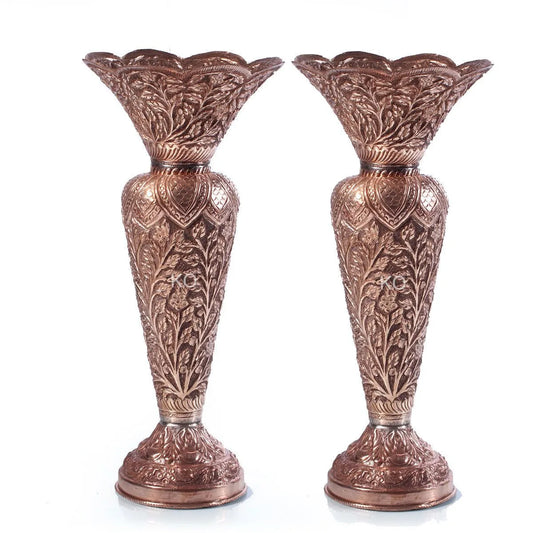 Leaf Design Copper Flower vase (Pair of 2 )