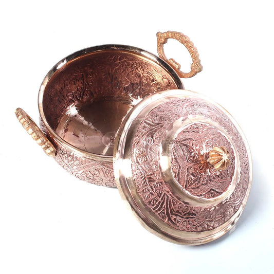 Gold Hued Copper Bowl | Hand engraved