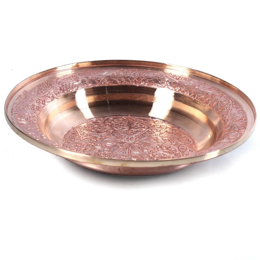 Gold Hued Copper Plate | Hand Engraved