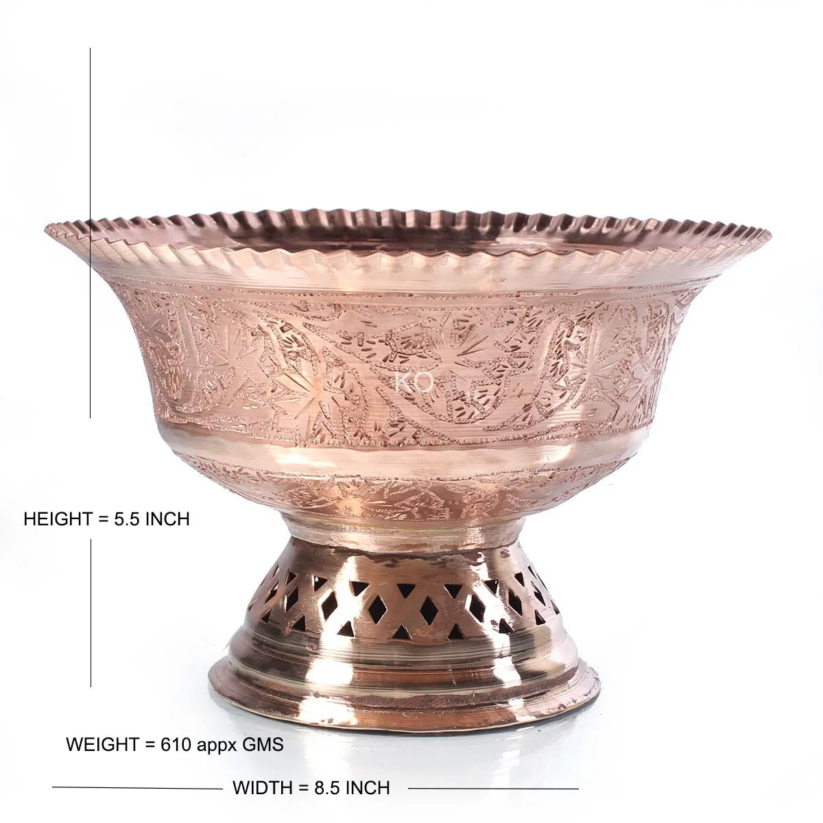 Gold Hued Copper Thal baan | Big Bowl | Hand Engraved