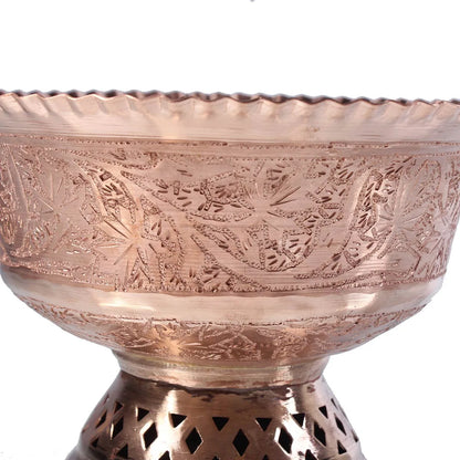 Gold Hued Copper Thal baan | Big Bowl | Hand Engraved