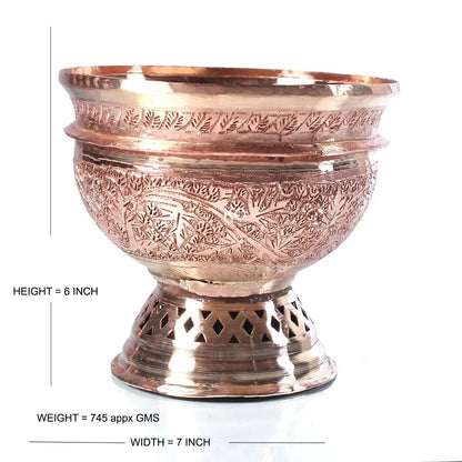 Gold Hued Copper Kenz | Big Bowl | Hand Engraved