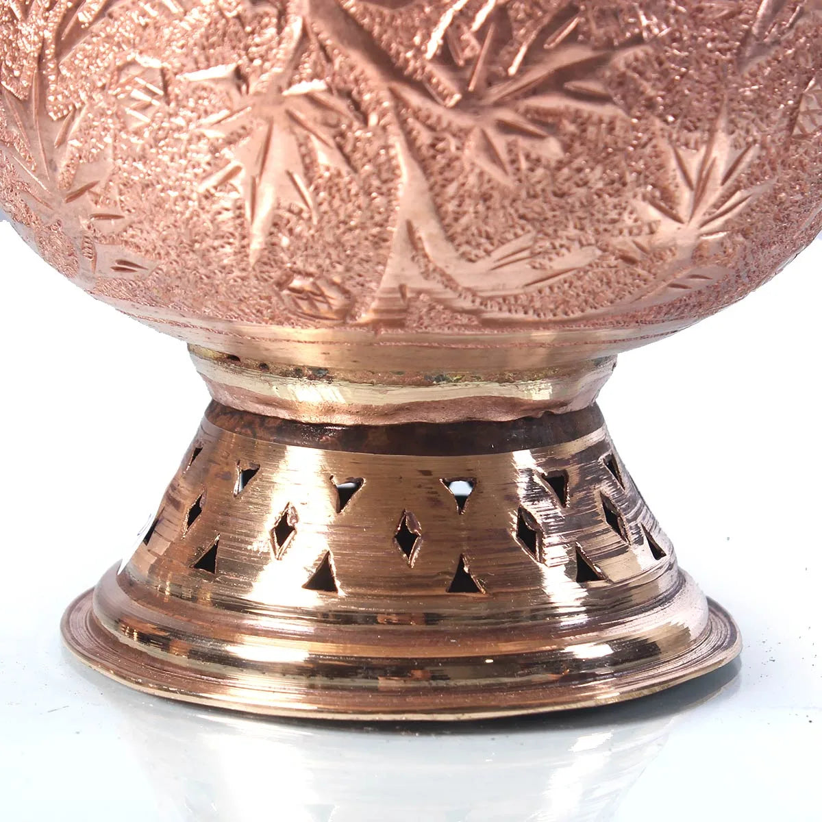 Chinar Design Copper Bowl with base  | Small | Hand Engraved