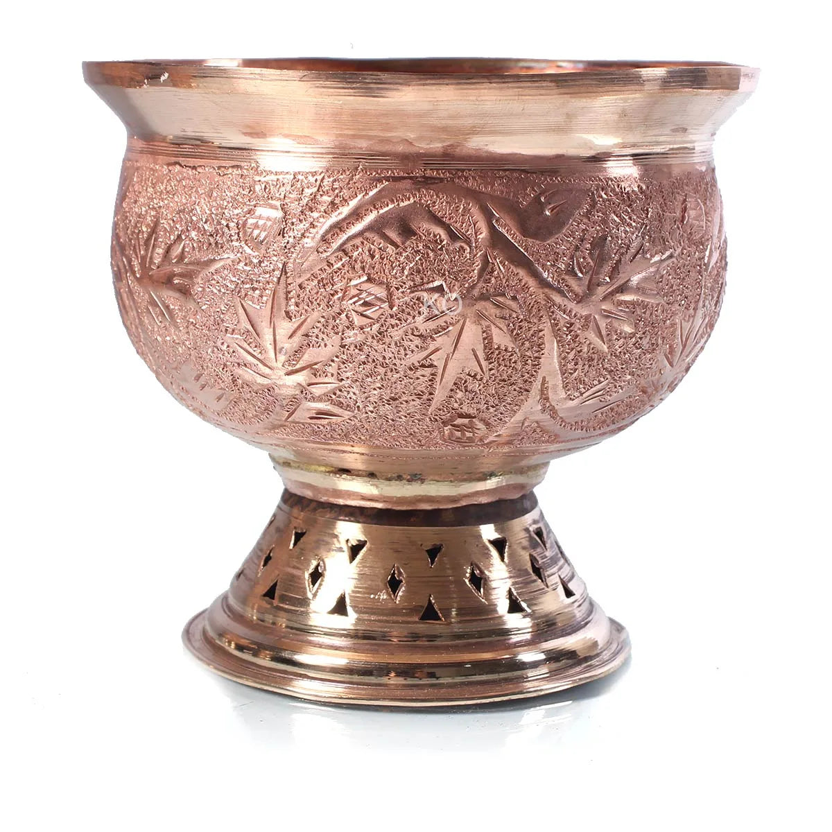 Chinar Design Copper Bowl with base  | Small | Hand Engraved