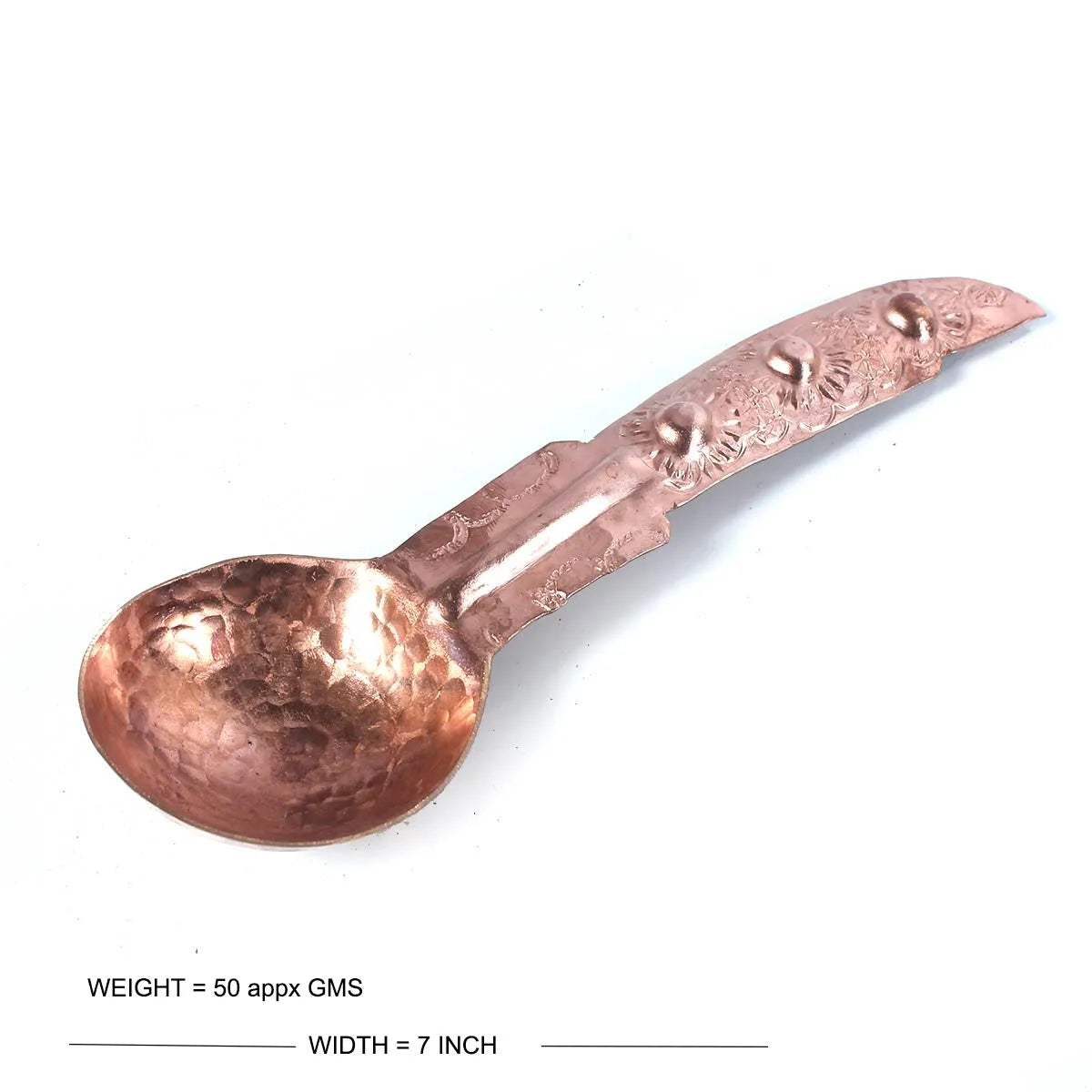 Gold Hued Copper Spoon | Hand Engraved