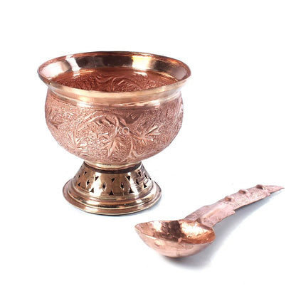 Gold Hued Kenzi Set | Bowl Set with spoon | Hand Engraved