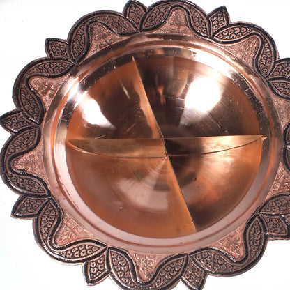 Kandkaer Round Shaped Copper Dry fruit Bowl | Hand Engraved