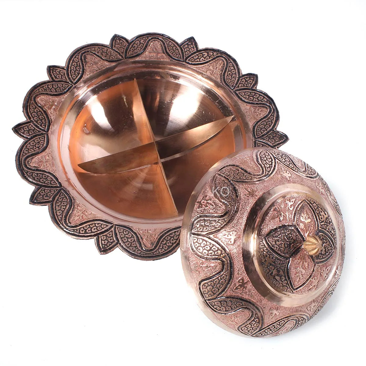 Kandkaer Round Shaped Copper Dry fruit Bowl | Hand Engraved