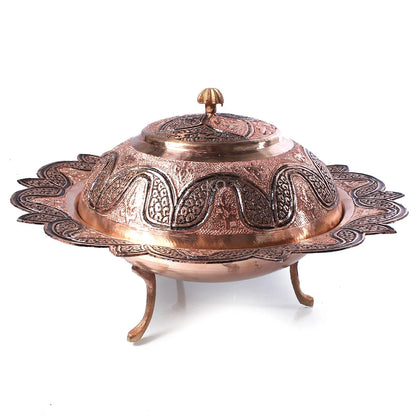 Kandkaer Round Shaped Copper Dry fruit Bowl | Hand Engraved